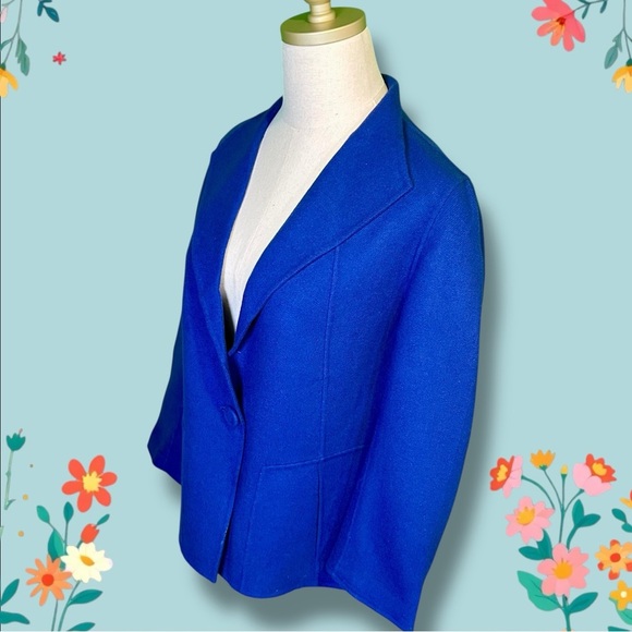 NWT Talbots Royal Blue 100% Wool Single Button Patch Pocket Blazer / Jacket 10 - Picture 5 of 13